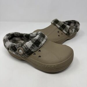 Crocs Fur Lined Clogs Shoes Plaid Men's 6 Women's 8